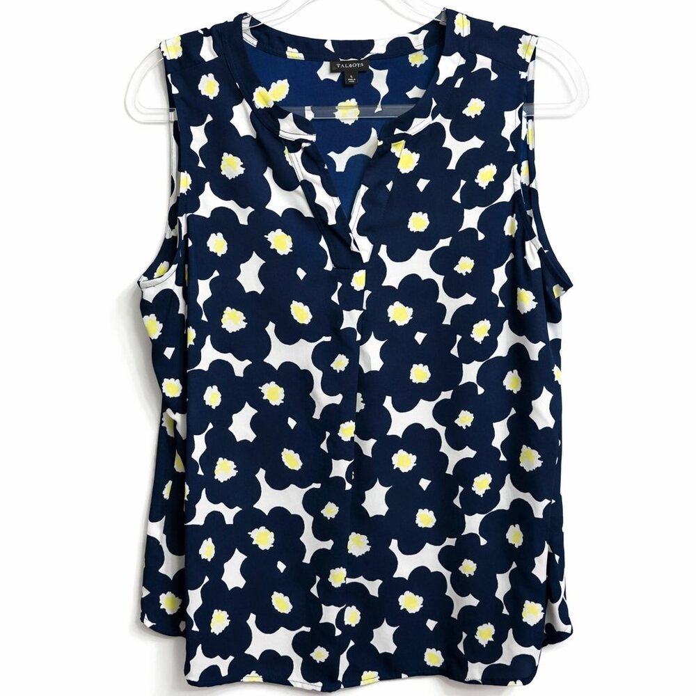 Talbots EUC Navy Floral Blouse